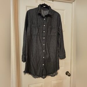 Unk Women's Long Sleeve Denim Dress - Black Size Med
